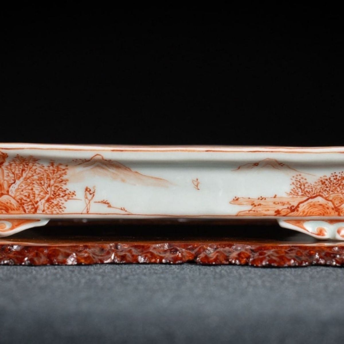 ☆盆栽小鉢【龍浮彫黄釉雲足八角】雨宮忍作 巾12，9cm